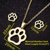 Simple Hollow Bear Paw Print Stud Jewelry Three Piece Set For Women Stainless Steel O Chain Animal Zodiac Electroplated Earrings And Necklace Suit