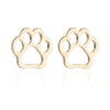 Simple Hollow Bear Paw Print Stud Jewelry Three Piece Set For Women Stainless Steel O Chain Animal Zodiac Electroplated Earrings And Necklace Suit