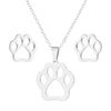 Simple Hollow Bear Paw Print Stud Jewelry Three Piece Set For Women Stainless Steel O Chain Animal Zodiac Electroplated Earrings And Necklace Suit