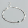 Simple Hollow Chain S925 Silver Emerald Geometric Bracelet