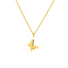 Simple Hollow Heart Shaped Butterfly Pendant Stainless Steel Necklace With Electroplating