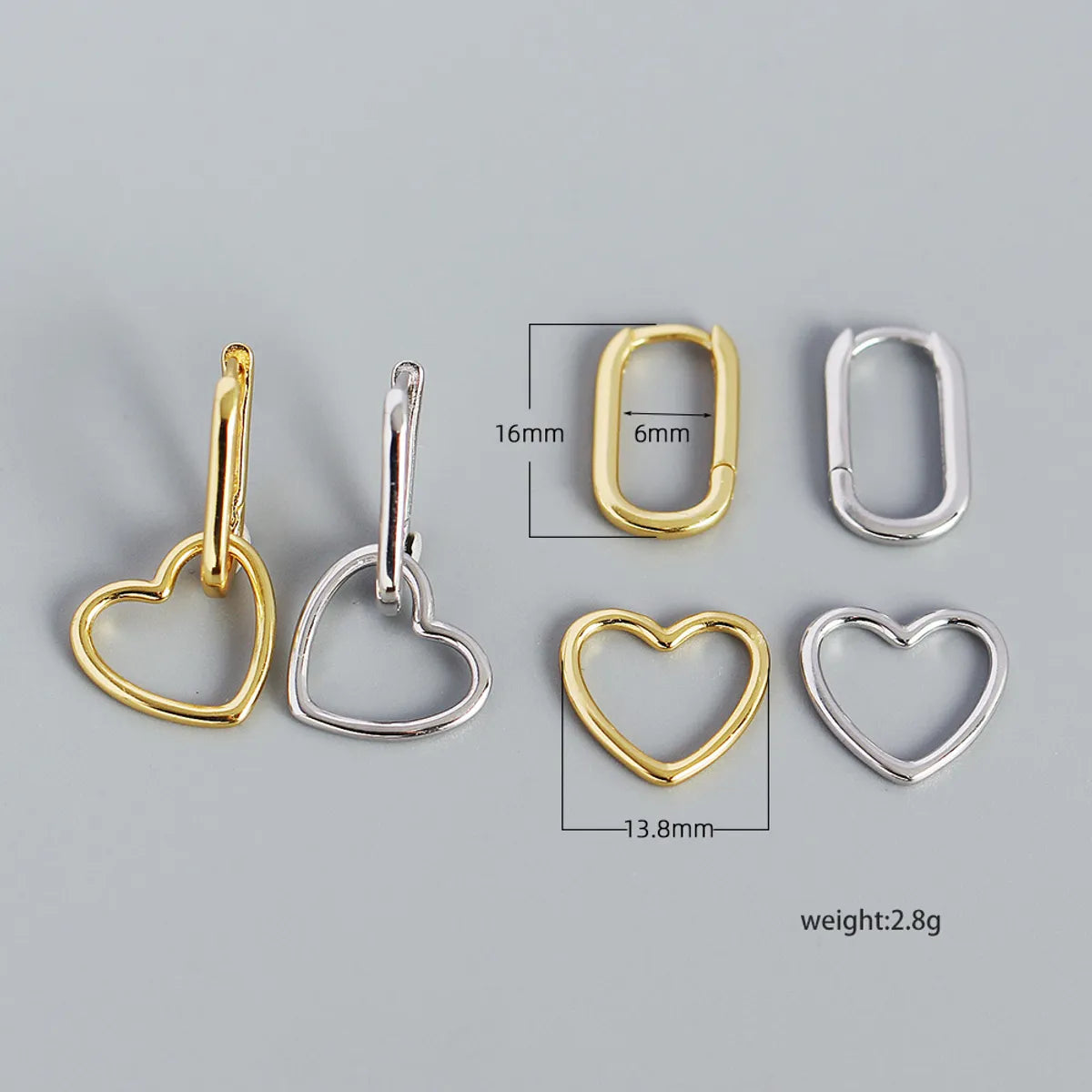 Simple Hollow S925 Silver Geometric Heart-shaped Earrings Wholesale