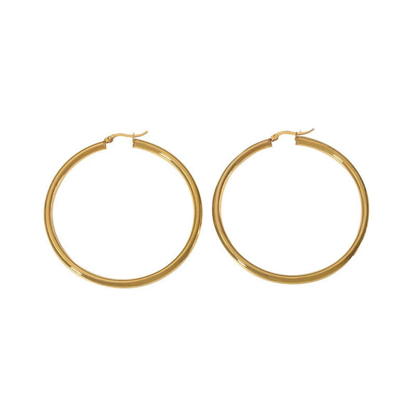 Simple Hollow Women's Earrings Stainless Steel 18K Gold Plated Geometric Electroplated