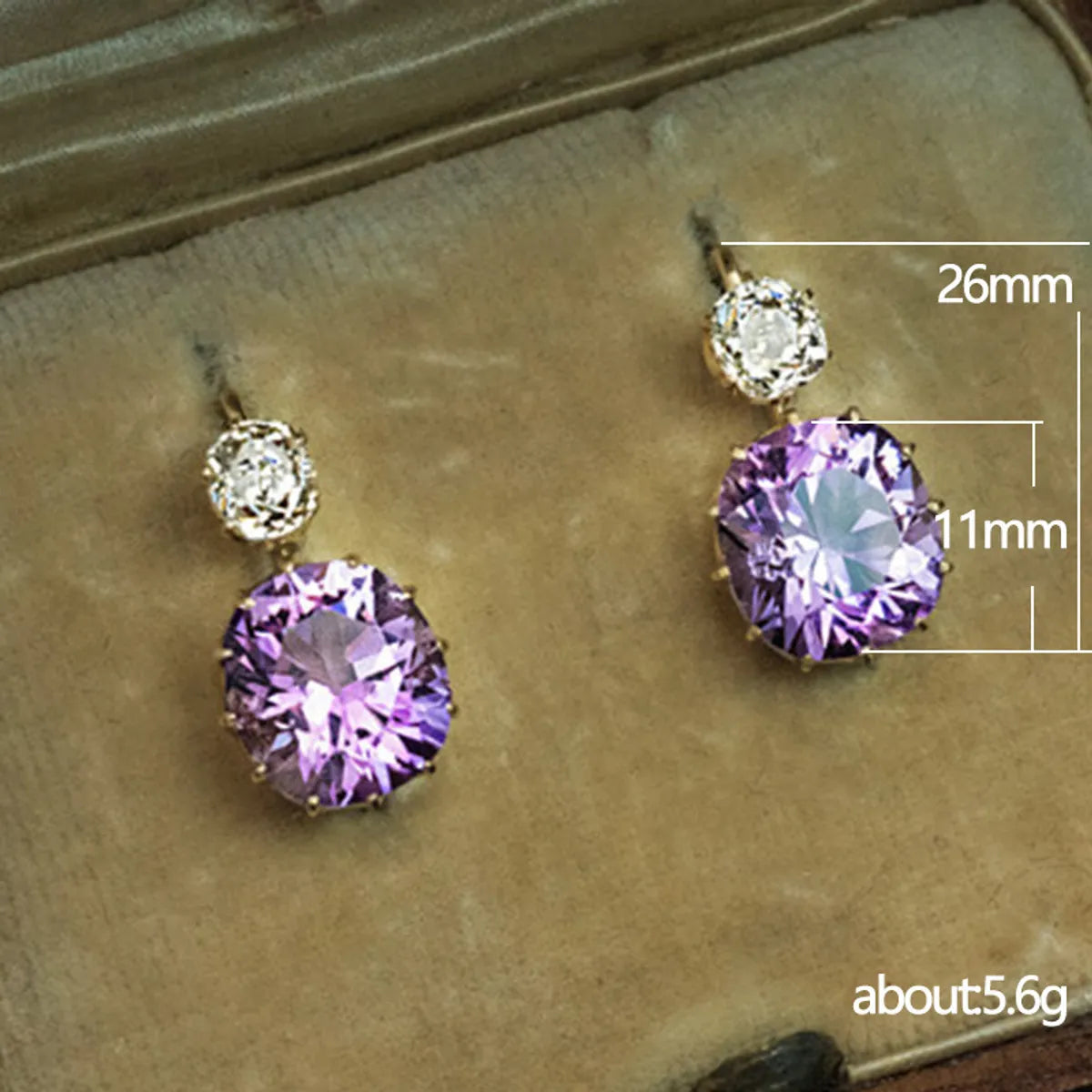 Simple Inlaid Purple Zircon Geometric Earrings Fashion Copper Earrings