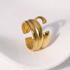 Simple Ins Cold Style Stainless Steel Asymmetric Open Finger Ring For Women Geometric Electroplated
