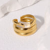 Simple Ins Cold Style Stainless Steel Asymmetric Open Finger Ring For Women Geometric Electroplated