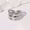Simple Ins Cold Style Stainless Steel Asymmetric Open Finger Ring For Women Geometric Electroplated