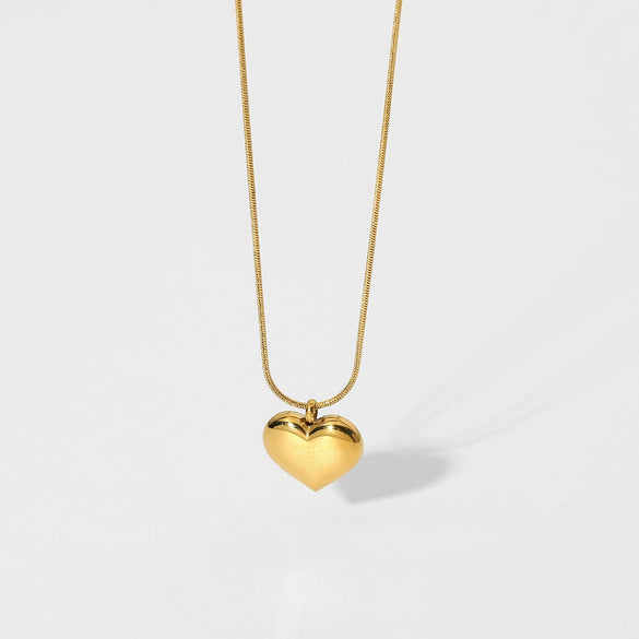 Simple Ins New Fashion Drum Love Heart Necklace For Women 18K Gold Plated Stainless Steel With Electroplating Design