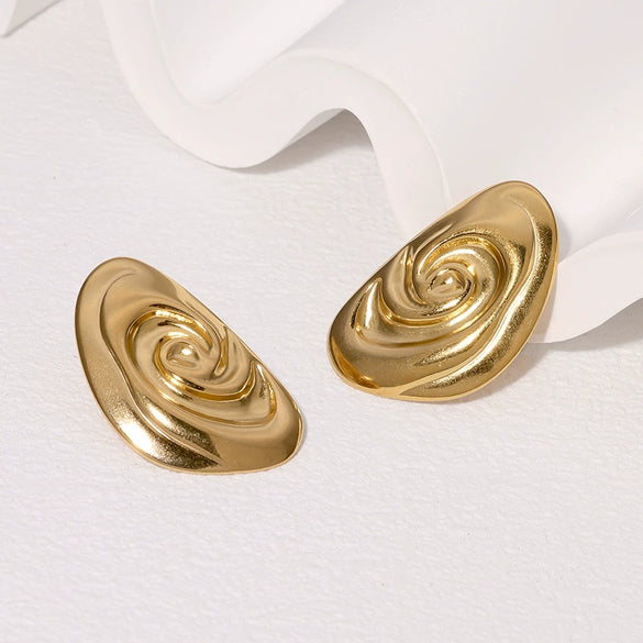 Simple Ins Niche Fashion Luxury Cochlea Conch Stainless Steel Earrings Gold Plated
