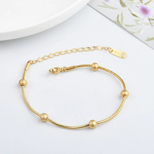 Simple Ins Style High Grade Titanium Steel Women's Bracelet With Solid Steel Ball And Geometric Design Electroplated