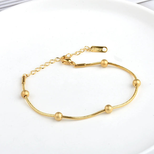 Simple Ins Style High Grade Titanium Steel Women's Bracelet With Solid Steel Ball And Geometric Design Electroplated