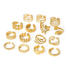 Simple Ins Style Leaf Geometric Hollow Flower 18K Gold Plated Snake Shaped Multi Layer Titanium Steel Ring For Women With Electroplating Process