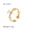 Simple Ins Style Leaf Geometric Hollow Flower 18K Gold Plated Snake Shaped Multi Layer Titanium Steel Ring For Women With Electroplating Process