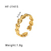 Simple Ins Style Leaf Geometric Hollow Flower 18K Gold Plated Snake Shaped Multi Layer Titanium Steel Ring For Women With Electroplating Process