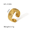Simple Ins Style Leaf Geometric Hollow Flower 18K Gold Plated Snake Shaped Multi Layer Titanium Steel Ring For Women With Electroplating Process