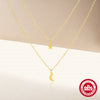 Simple Ins Style S925 Sterling Silver Double Layer Stacked Star Moon Geometric Unisex Daily Necklace With Zirconia Design