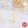 Simple Ins Style S925 Sterling Silver Double Layer Stacked Star Moon Geometric Unisex Daily Necklace With Zirconia Design