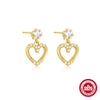 Simple Ins Style S925 Sterling Silver Five Petal Flower Plum Blossom Earrings With Black Zirconium And Geometric Design For Women
