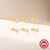 Simple Ins Style S925 Sterling Silver Geometric Four Claw Diamond Foundation Electroplated Women's Earrings