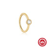 Simple Ins Style S925 Sterling Silver Geometric Single Diamond Embedded Cartilage Piercing Earrings With Electroplating