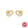 Simple Ins Style S925 Sterling Silver Geometric Star Zircon Love Opal Earrings With Electroplating For Women
