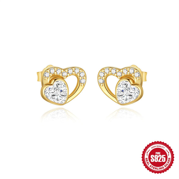 Simple Ins Style S925 Sterling Silver Geometric Star Zircon Love Opal Earrings With Electroplating For Women