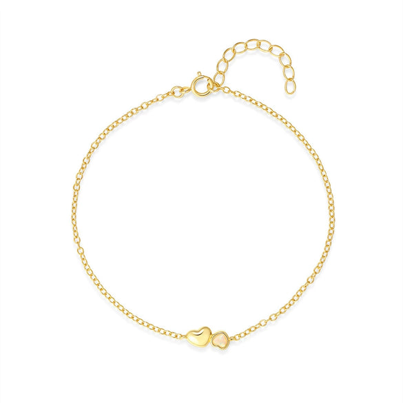 Simple Ins Style S925 Sterling Silver Love Opal Bracelet With Double Love Element And Star Shape Electroplated
