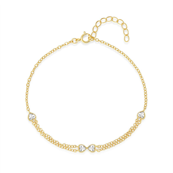 Simple Ins Style S925 Sterling Silver Love Zircon Bow Bracelet With Star Shape And Electroplating For Women