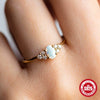 Simple Ins Style S925 Sterling Silver Opal Diamond Ladies Wedding Ring With Geometric Design And Electroplating
