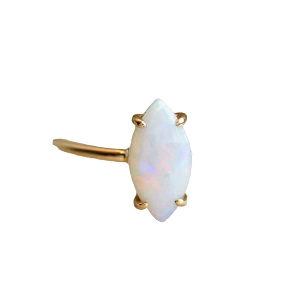 Simple Ins Style S925 Sterling Silver Opal Diamond Women's Wedding Ring With Electroplating