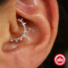Simple Ins Style S925 Sterling Silver Personality Diamond Cartilage Earrings And Nose Ring With Geometric Design And Electroplating For Women