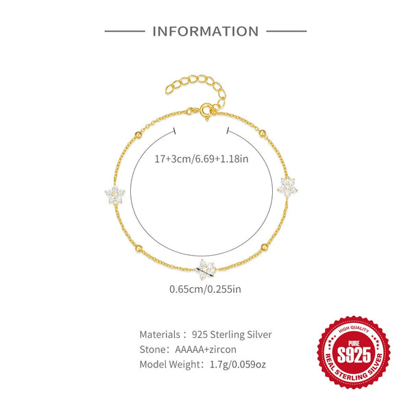 Simple Ins Style S925 Sterling Silver Petal Flower Women's Bracelet With Electroplating