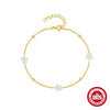 Simple Ins Style S925 Sterling Silver Petal Flower Women's Bracelet With Electroplating