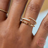 Simple Ins Style S925 Sterling Silver Single Row Inlaid Zircon Open Index Finger Geometric Joint Ring For Girlfriends And Couples