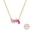 Simple Ins Style S925 Sterling Silver Square Dopamine Diamond Women's Clavicle Necklace With Electroplating