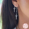 Simple Ins Style 925 Sterling Silver Geometric Tassel Dagger Earrings With Electroplating