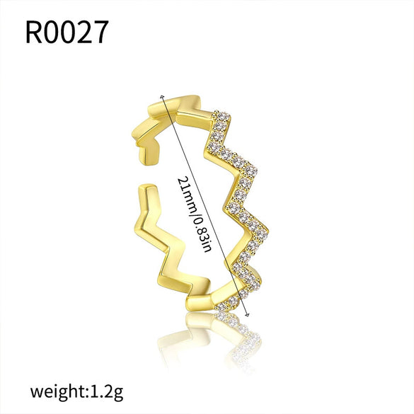 Simple Irregular Bracelet Ring Jewelry Copper Geometric Pattern Electroplating Women's Accessories