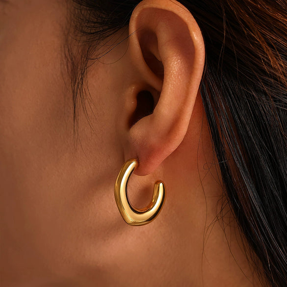 Simple Irregular C Shaped Light Luxury Geometric Stainless Steel Electroplated Casting Women's Earrings