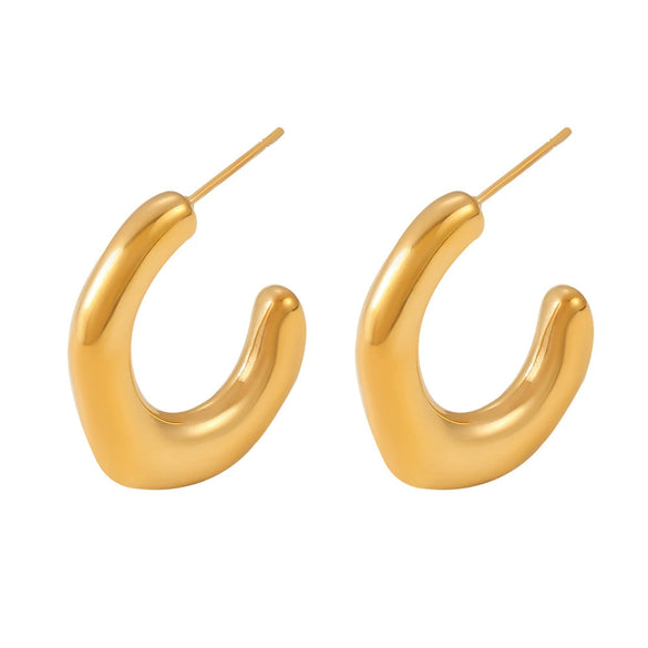 Simple Irregular C Shaped Light Luxury Geometric Stainless Steel Electroplated Casting Women's Earrings
