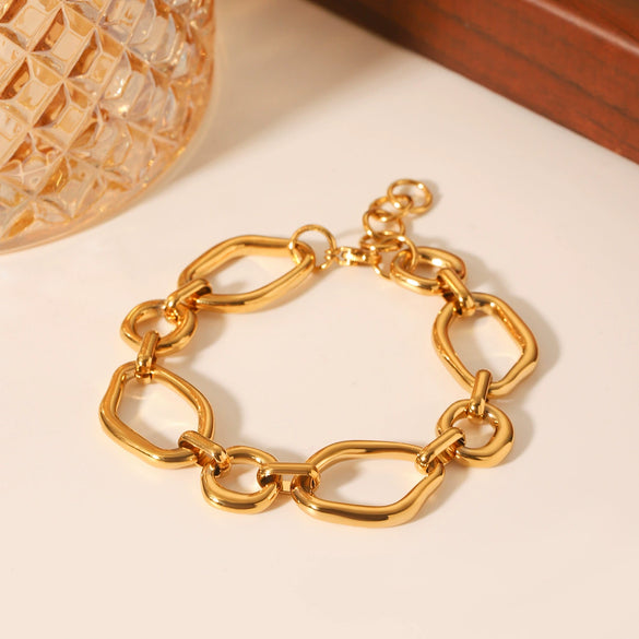 Simple Irregular Geometric Stainless Steel Women's Bracelet With Electroplating