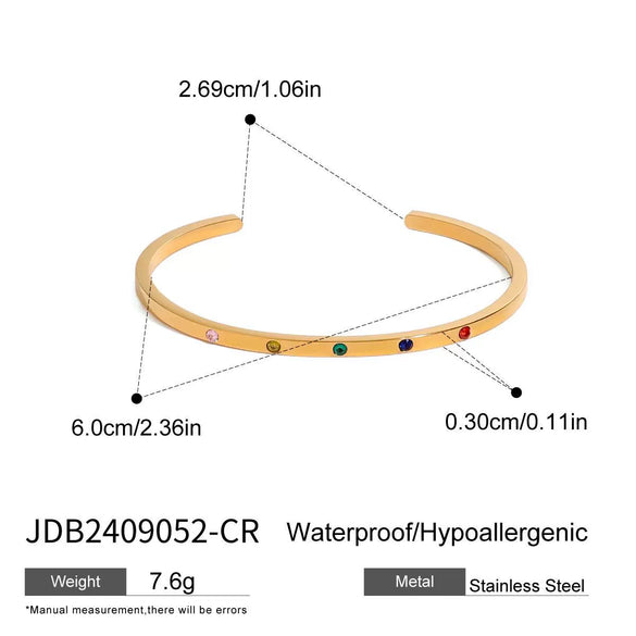 Simple Irregular Stainless Steel Bracelet With Round Diamond Electroplated Jewelry