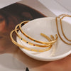 Simple Irregular Stainless Steel Bracelet With Round Diamond Electroplated Jewelry
