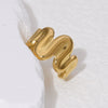 Simple Irregular Stainless Steel 18K Gold Plated Open Ring With Geometric Design And Cold Wind Wave Advanced Sense For Women