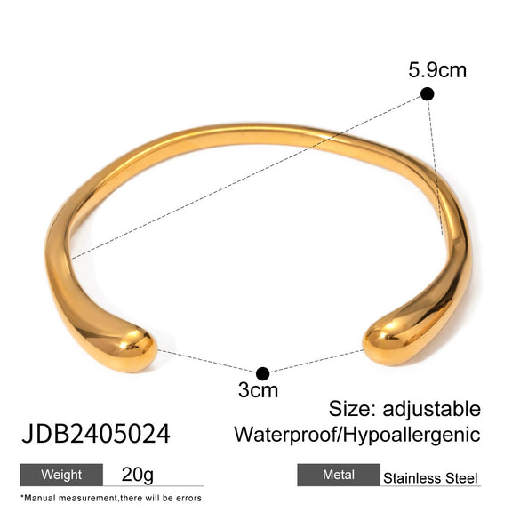 Simple Irregular Titanium Steel Open Bracelet 18K Gold Plated Original Design Geometric Style