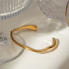 Simple Irregular Titanium Steel Open Bracelet 18K Gold Plated Original Design Geometric Style