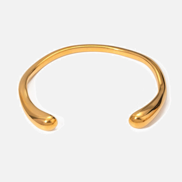 Simple Irregular Titanium Steel Open Bracelet 18K Gold Plated Original Design Geometric Style