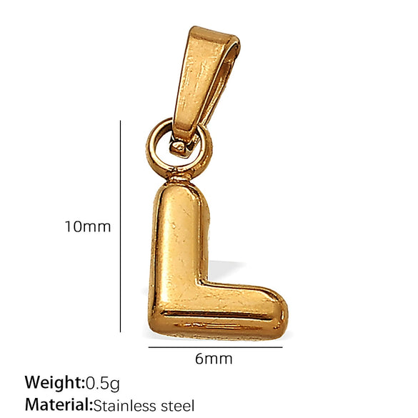 Simple Jewelry Accessories 316L Stainless Steel Mini Bubble Letter Pendant Plated 18K Gold Electroplated