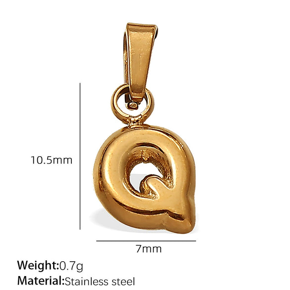 Simple Jewelry Accessories 316L Stainless Steel Mini Bubble Letter Pendant Plated 18K Gold Electroplated