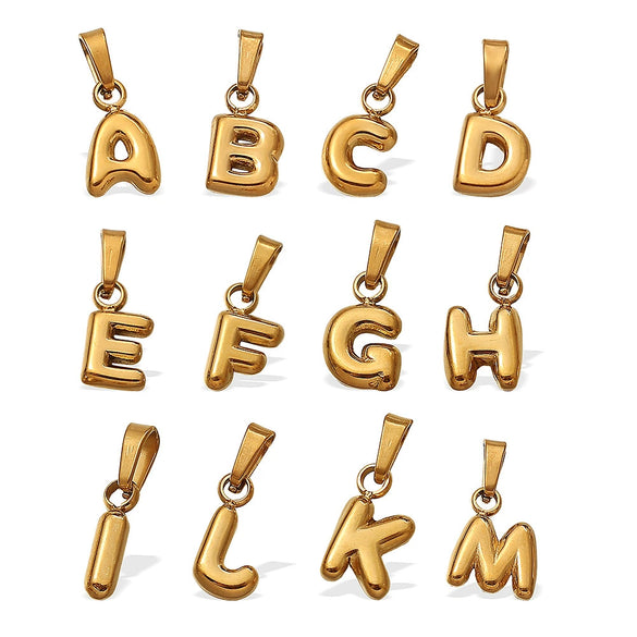 Simple Jewelry Accessories 316L Stainless Steel Mini Bubble Letter Pendant Plated 18K Gold Electroplated