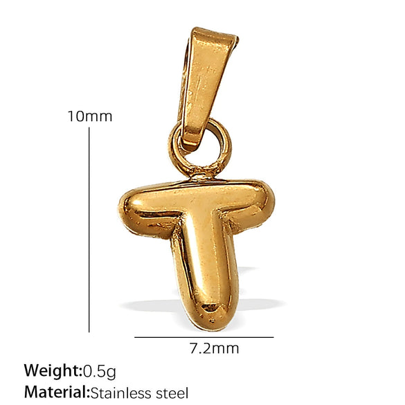 Simple Jewelry Accessories 316L Stainless Steel Mini Bubble Letter Pendant Plated 18K Gold Electroplated